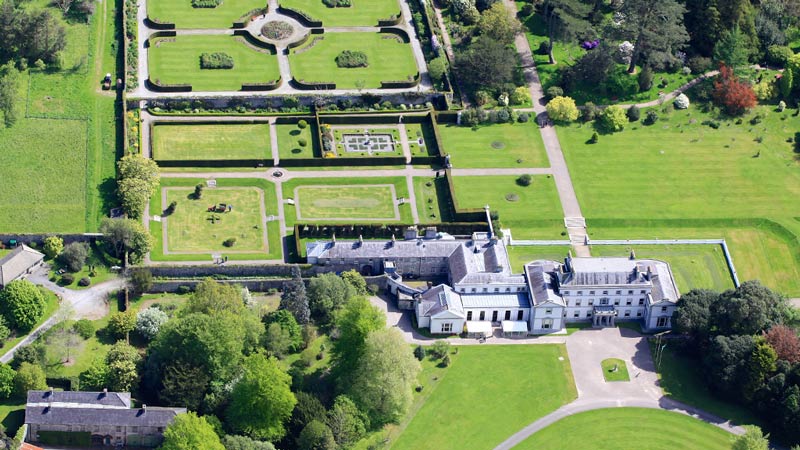 Location Aerial view of gardens and Fota house.