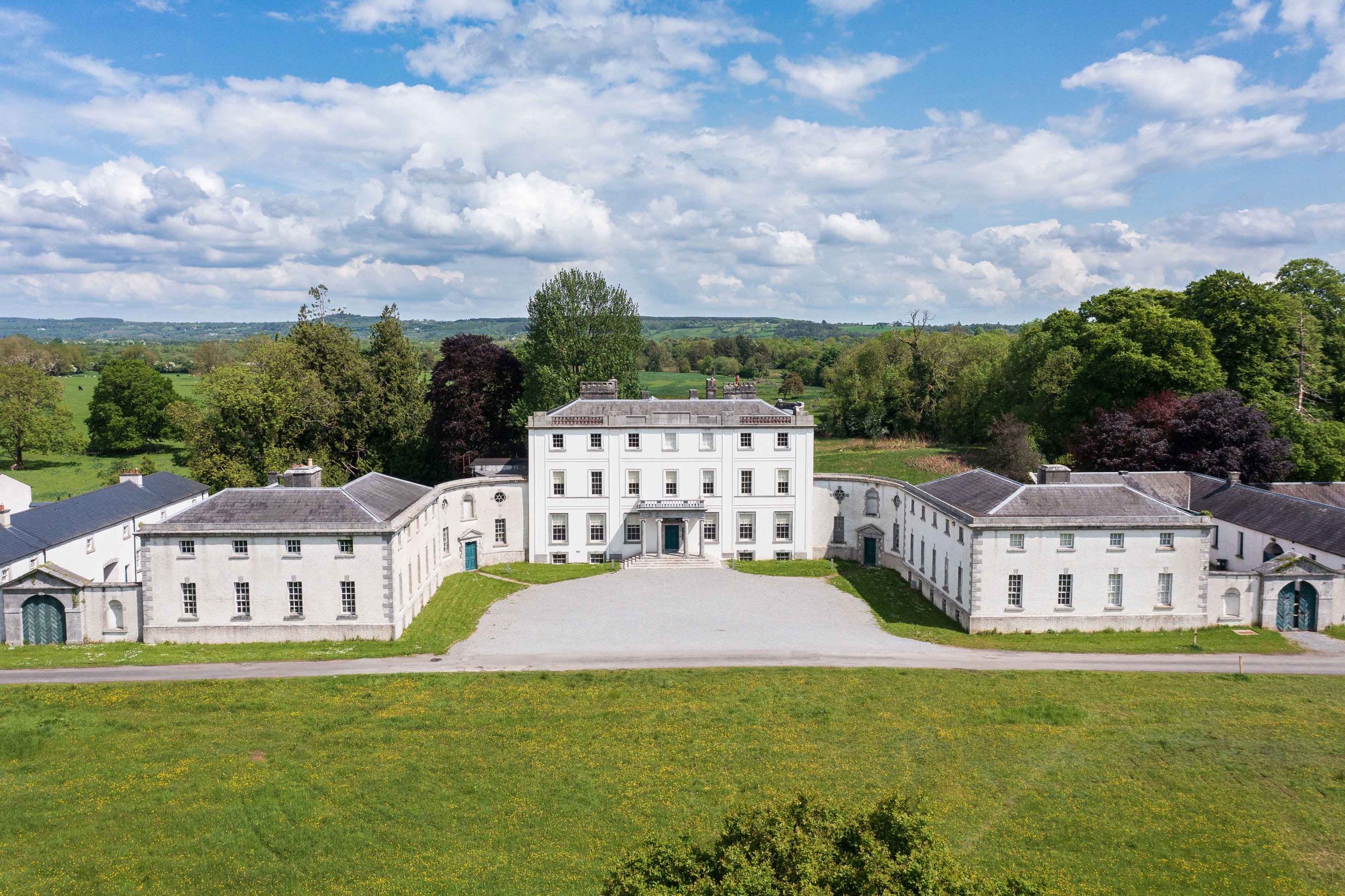Facade of historic house at Strokestown park