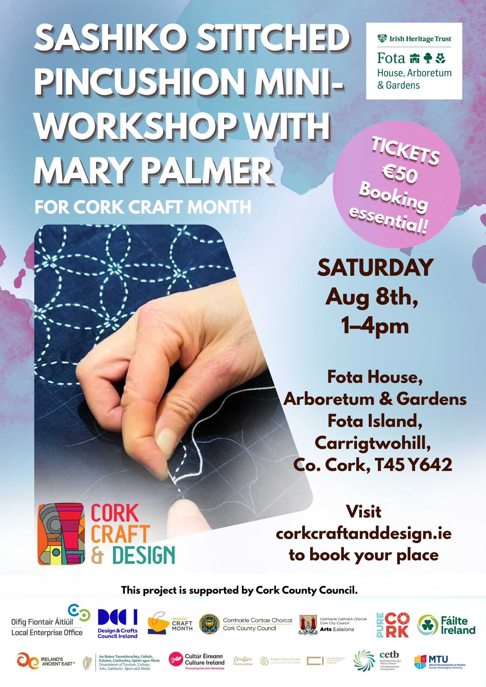 SASHIKO STITCHED PINCUSHION MINI-WORKSHOP WITH MARY PALMER
